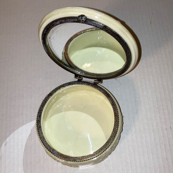 DRAGONFLIES Trinket Jewelry Box 3D Flowers Hinged Mirror Iridescent 5 x 2.5 inch - Picture 8 of 12